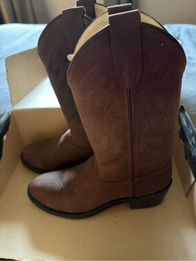 Old West Brown Leather Cowboy Boots